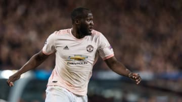 BARCELONA, SPAIN - APRIL 16: Romelu Lukaku of Manchester United looks on during the UEFA Champions League Quarter Final second leg match between FC Barcelona and Manchester United at Camp Nou on April 16, 2019 in Barcelona, Spain. (Photo by TF-Images/Getty Images)