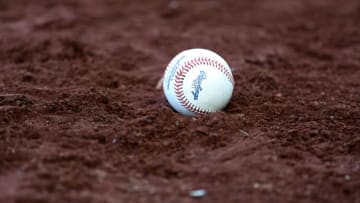 WASHINGTON, DC - MAY 23: A baseball sits in the dirt following the Washington Nationals and San Diego Padres game at Nationals Park on May 23, 2018 in Washington, DC. (Photo by Rob Carr/Getty Images)