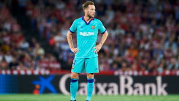 GRANADA, SPAIN - SEPTEMBER 21: Ivan Rakitic of FC Barcelona reacts during the Liga match between Granada CF and FC Barcelona at Estadio Nuevo Los Carmenes on September 21, 2019 in Granada, Spain. (Photo by Aitor Alcalde/Getty Images)