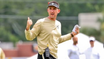 Jun 14, 2016; New Orleans, LA, USA; New Orleans Saints defensive coordinator Dennis Allen during the first day of minicamp sessions at the New Orleans Saints Training Facility. Mandatory Credit: Derick E. Hingle-USA TODAY Sports