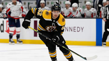 Apr 18, 2021; Boston, Massachusetts, USA; Boston Bruins center Sean Kuraly (52) during the third period against the Washington Capitals at TD Garden. Mandatory Credit: Winslow Townson-USA TODAY Sports