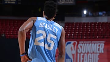 LAS VEGAS, NV - JULY 12: A close up shot of Malik Beasley #25 of the Denver Nuggets during the 2017 Summer League game against the Houston Rockets on July 12, 2017 at the Thomas & Mack Center in Las Vegas, Nevada. NOTE TO USER: User expressly acknowledges and agrees that, by downloading and or using this Photograph, user is consenting to the terms and conditions of the Getty Images License Agreement. Mandatory Copyright Notice: Copyright 2017 NBAE (Photo by Bart Young/NBAE via Getty Images)