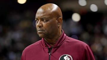 Nov 18, 2022; Tallahassee, Florida, USA; Florida State Seminoles head coach Leonard Hamilton during the first half against the Florida Gators at Donald L. Tucker Center. Mandatory Credit: Melina Myers-USA TODAY Sports