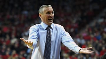 LAS VEGAS, NV - DECEMBER 16: Head coach Bobby Hurley of the Arizona State Sun Devils reacts to an official's call during his team's game against the UNLV Rebels at the Thomas
