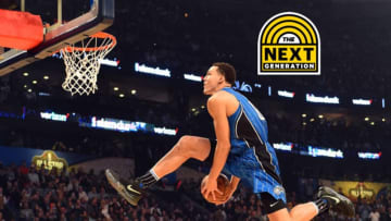 Feb 18, 2017; New Orleans, LA, USA; Orlando Magic forward Aaron Gordon (00) competes in the slam dunk contest during NBA All-Star Saturday Night at Smoothie King Center. Mandatory Credit: Bob Donnan-USA TODAY Sports