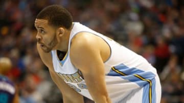 Jan 31, 2015; Denver, CO, USA; Denver Nuggets center JaVale McGee (34) during the game against the Charlotte Hornets at Pepsi Center. Mandatory Credit: Chris Humphreys-USA TODAY Sports