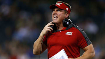 NEW ORLEANS, LA - SEPTEMBER 24: Head coach Mark Hudspeth of the Louisiana-Lafayette Ragin Cajuns reacts during the first half of a game against the Tulane Green Wave at Yulman Stadium on September 24, 2016 in New Orleans, Louisiana. (Photo by Jonathan Bachman/Getty Images)