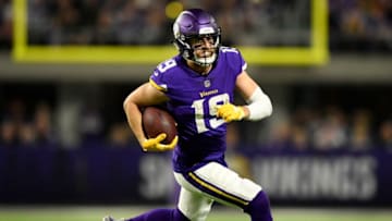 MINNEAPOLIS, MN - NOVEMBER 25: Adam Thielen #19 of the Minnesota Vikings runs with the ball after making a catch in the third quarter of the game against the Green Bay Packers at U.S. Bank Stadium on November 25, 2018 in Minneapolis, Minnesota. (Photo by Hannah Foslien/Getty Images)
