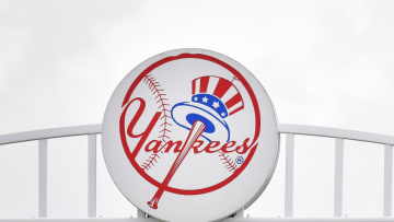 TAMPA, FLORIDA - FEBRUARY 26: A detailed view of the New York Yankees logo on top of Steinbrenner Field before the spring training game between the New York Yankees and the Washington Nationals at Steinbrenner Field on February 26, 2020 in Tampa, Florida. (Photo by Mark Brown/Getty Images)