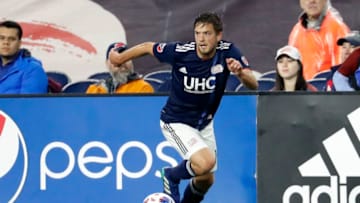 FOXBOROUGH, MA - MAY 12: New England Revolution midfielder Kelyn Rowe (11) breaks into the box during a match between the New England Revolution and Toronto FC on May 12, 2018, at Gillette Stadium in Foxborough, Massachusetts. The Revolution defeated Toronto 3-2. (Photo by Fred Kfoury III/Icon Sportswire via Getty Images)