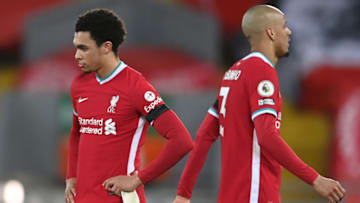 Liverpool, Trent Alexander-Arnold, Fabinho (Photo by LAURENCE GRIFFITHS/POOL/AFP via Getty Images)