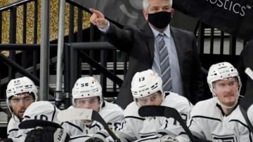 LAS VEGAS, NEVADA - FEBRUARY 07: Head coach Todd McLellan of the Los Angeles Kings handles bench duties in the second period of a game against the Vegas Golden Knights at T-Mobile Arena on February 7, 2021 in Las Vegas, Nevada. The Golden Knights defeated the Kings 4-3. (Photo by Ethan Miller/Getty Images)