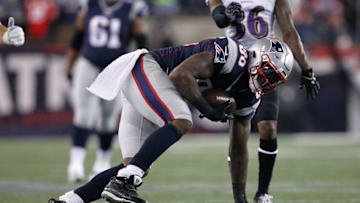 Dec 12, 2016; Foxborough, MA, USA; New England Patriots tight end Martellus Bennett (88) makes a reception in the first quarter against the Baltimore Ravens at Gillette Stadium. Mandatory Credit: Stew Milne-USA TODAY Sports