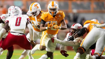 Tennessee running back Jabari Small (2) runs the ball during a football game against South Alabama at Neyland Stadium in Knoxville, Tenn. on Saturday, Nov. 20, 2021.Kns Tennessee South Alabam Football Bp