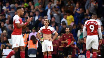 LONDON, ENGLAND - AUGUST 18: Nacho Monreal of Arsenal reacts following the Premier League match between Chelsea FC and Arsenal FC at Stamford Bridge on August 18, 2018 in London, United Kingdom. (Photo by Mike Hewitt/Getty Images)