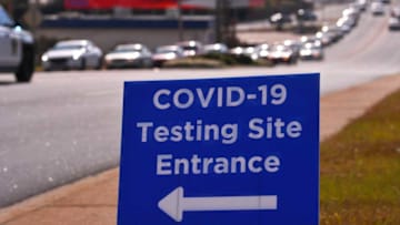 Traffic is high along N. Church Street and Highway 9, as vehicles are backed up for the COVID-19 testing site, in Spartanburg, Monday morning, December 7, 2020.Shj Traffic Covid Test Site 1