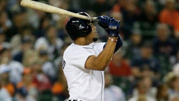 DETROIT, MI - SEPTEMBER 7: Jeimer Candelario #46 of the Detroit Tigers watches his walk-off, two-run home run, to defeat the St. Louis Cardinals 5-3 in the ninth inning at Comerica Park on September 7, 2018 in Detroit, Michigan. (Photo by Duane Burleson/Getty Images)