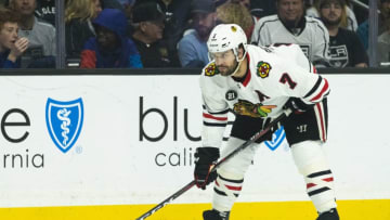 LOS ANGELES, CA - MARCH 30: Chicago Blackhawks defenseman Brent Seabrook (7) during the NHL regular season hockey game against the Los Angeles Kings on Saturday, March 30, 2019 at the Staples Center in Los Angeles, Calif. (Photo by Ric Tapia/Icon Sportswire via Getty Images)