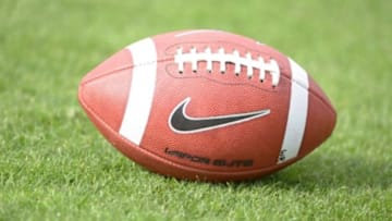 Mar 11, 2014; Los Angeles, CA, USA; General view of a Nike vapor elite football at Southern California Trojans spring practice at Howard Jones Field. Mandatory Credit: Kirby Lee-USA TODAY Sports