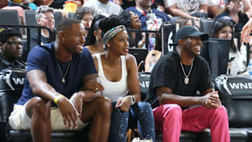 hris Paul of the OKC Thunder attends a game between Team Delle Donne and Team Wilson during the AT&T WNBA All-Star Game (Photo by Melissa Majchrzak/NBAE via Getty Images)