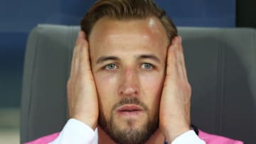 GUIMARAES, PORTUGAL - JUNE 06: Substitute Harry Kane of England looks on prior to the UEFA Nations League Semi-Final match between the Netherlands and England at Estadio D. Afonso Henriques on June 06, 2019 in Guimaraes, Portugal. (Photo by Jan Kruger/Getty Images)