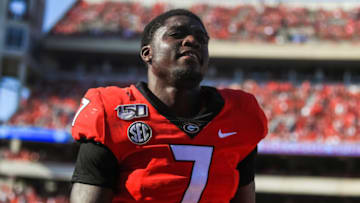 ATHENS, GA - SEPTEMBER 07: Tyrique Stevenson #7 of the Georgia Bulldogs looks on during the game against the Murray State Racers at Sanford Stadium on September 7, 2019 in Athens, Georgia. (Photo by Carmen Mandato/Getty Images)