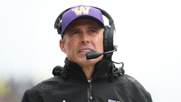SEATTLE, WASHINGTON - OCTOBER 19: Head Coach Chris Petersen of the Washington Huskies looks on against the Oregon Ducks in the second quarter during their game at Husky Stadium on October 19, 2019 in Seattle, Washington. (Photo by Abbie Parr/Getty Images)