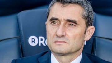 BARCELONA, SPAIN - MAY 09: Coach Luis Ernesto Valverde Tejedor of FC Barcelona reacts prior to the La Liga 2017-18 match between FC Barcelona and Villarreal CF at Camp Nou on May 09 2018 in Barcelona, Spain. (Photo by Power Sport Images/Getty Images)