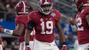 Dec 31, 2015; Arlington, TX, USA; Alabama Crimson Tide linebacker Reggie Ragland (19) during the game against the Michigan State Spartans in the 2015 Cotton Bowl at AT&T Stadium. Mandatory Credit: Jerome Miron-USA TODAY Sports