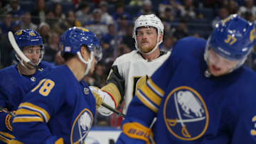BUFFALO, NEW YORK - NOVEMBER 10: Jack Eichel #9 of the Vegas Golden Knights during the second period of an NHL hockey game against the Buffalo Sabres at KeyBank Center on November 10, 2022 in Buffalo, New York. (Photo by Joshua Bessex/Getty Images)
