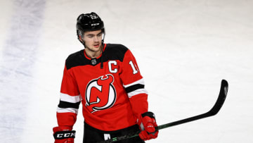 Newly elected team captain Nico Hischier #13 of the New Jersey Devils. (Photo by Elsa/Getty Images)