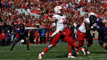 EVANSTON, IL- OCTOBER 13: Adrian Martinez #2 of the Nebraska Cornhuskers passes against the Northwestern Wildcats during the first half on October 13, 2018 at Ryan Field in Evanston, Illinois. (Photo by David Banks/Getty Images)