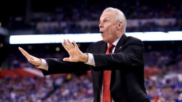 INDIANAPOLIS, IN - APRIL 04: Head coach Bo Ryan of the Wisconsin Badgers reacts in the second half against the Kentucky Wildcats during the NCAA Men's Final Four Semifinal at Lucas Oil Stadium on April 4, 2015 in Indianapolis, Indiana. (Photo by Streeter Lecka/Getty Images)