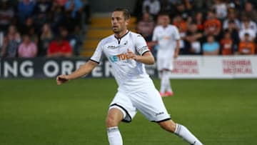 BARNET, ENGLAND - JULY 12: Gylfi Sigurdsson of Swansea City during the pre season friendly match between Barnet and Swansea City at The Hive on July 12, 2017 in Barnet, England. (Photo by Nigel Roddis/Getty Images)