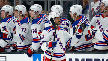 LOS ANGELES, CALIFORNIA - NOVEMBER 22: Vincent Trocheck #16 of the New York Rangers celebrates a goal against the Los Angeles Kings in the second period at Crypto.com Arena on November 22, 2022 in Los Angeles, California. (Photo by Ronald Martinez/Getty Images)