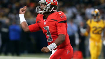 Dec 17, 2015; St. Louis, MO, USA; Tampa Bay Buccaneers quarterback Jameis Winston (3) reacts to throwing an incomplete pass in the second half against the St. Louis Rams at the Edward Jones Dome. The Rams won 31-23. Mandatory Credit: Aaron Doster-USA TODAY Sports