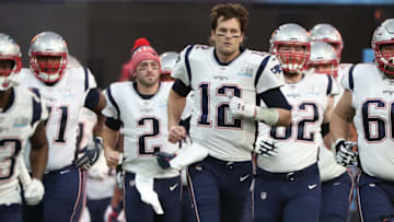 MINNEAPOLIS, MN - FEBRUARY 04: Tom Brady #12 of the New England Patriots takes the field before playing against the Philadelphia Eagles in Super Bowl LII at U.S. Bank Stadium on February 4, 2018 in Minneapolis, Minnesota. (Photo by Patrick Smith/Getty Images)