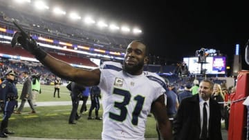Nov 13, 2016; Foxborough, MA, USA; Seattle Seahawks strong safety Kam Chancellor (31) exits the field after the game against the New England Patriots at Gillette Stadium. Seattle Seahawks defeated the Patriots 31-24. Mandatory Credit: David Butler II-USA TODAY Sports