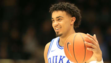 DURHAM, NORTH CAROLINA - FEBRUARY 10: Tre Jones #3 of the Duke Blue Devils watches on against the Florida State Seminoles during their game at Cameron Indoor Stadium on February 10, 2020 in Durham, North Carolina. (Photo by Streeter Lecka/Getty Images)