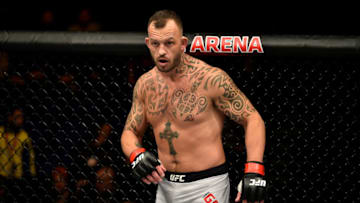 LONDON, ENGLAND - MARCH 17: Mark Godbeer of England stands in his corner before facing Dmitry Sosnovskiy in their heavyweight bout inside The O2 Arena on March 17, 2018 in London, England. (Photo by Brandon Magnus/Zuffa LLC/Zuffa LLC via Getty Images)
