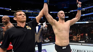 ANAHEIM, CA - JULY 29: Volkan Oezdemir of Switzerland reacts after defeating Jimi Manuwa in their light heavyweight bout by way of knockout during the UFC 214 event at Honda Center on July 29, 2017 in Anaheim, California. (Photo by Josh Hedges/Zuffa LLC/Zuffa LLC via Getty Images)