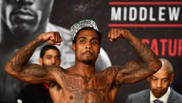 NEW YORK, NEW YORK - DECEMBER 06: Jermall Charlo of the United States poses during the weigh-in for his upcoming middleweight fight against Dennis Hogan of Ireland at The Tillary Hotel on December 06, 2019 in the Brooklyn borough of New York City. (Photo by Emilee Chinn/Getty Images)