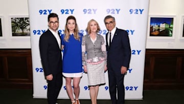NEW YORK, NY - MARCH 14: (L-R) Actors Daniel Levy, Annie Murphy, Catherine O'Hara and Eugene Levy attend 92nd Street Y Presents "Schitt's Creek" at 92nd Street Y on March 14, 2016 in New York City. (Photo by Ilya S. Savenok/Getty Images)