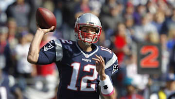 Oct 16, 2016; Foxborough, MA, USA; New England Patriots quarterback Tom Brady (12) passes the ball against the Cincinnati Bengals during the first quarter at Gillette Stadium. Mandatory Credit: Stew Milne-USA TODAY Sports