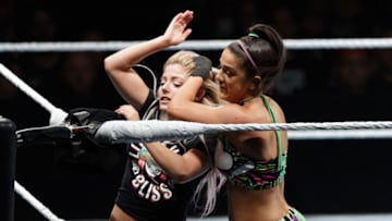 PARIS, FRANCE - MAY 19: Alexa Bliss (L) in action vs Bayley during WWE Live AccorHotels Arena Popb Paris Bercy on May 19, 2018 in Paris, France. (Photo by Sylvain Lefevre/Getty Images)