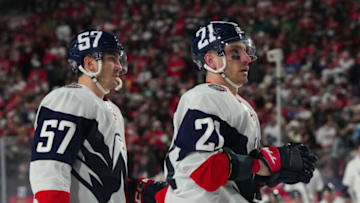 Garnet Hathaway, Trevor van Riemsdyk, Washington Capitals Mandatory Credit: James Guillory-USA TODAY Sports