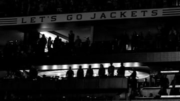 COLUMBUS, OH - DECEMBER 08: Columbus Blue Jackets fans stand for the national anthem before a game between the Columbus Blue Jackets and the Washington Capitals on December 08, 2018 at Nationwide Arena in Columbus, OH.(Photo by Adam Lacy/Icon Sportswire via Getty Images)