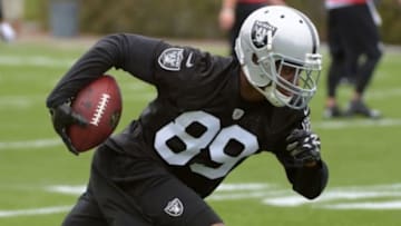 May 26, 2015; Alameda, CA, USA; Oakland Raiders receiver Amari Cooper (89) at organized team activities at the Raiders practice facility. Mandatory Credit: Kirby Lee-USA TODAY Sports