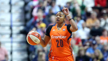 UNCASVILLE, CT - MAY 26: Connecticut Sun guard Alex Bentley (20) calls a play during the first half of an WNBA game between Minnesota Lynx and Connecticut Sun on May 26, 2017, at Mohegan Sun Arena in Uncasville, CT. Minnesota defeated Connecticut 82-68. (Photo by M. Anthony Nesmith/Icon Sportswire via Getty Images)