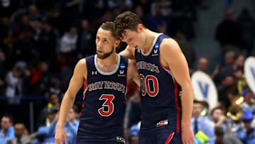 HARTFORD, CONNECTICUT - MARCH 21: Jordan Ford #3 and Tanner Krebs #0 of the Saint Mary's Gaels react after being defeated by the Villanova Wildcats during the first round of the 2019 NCAA Men's Basketball Tournament at XL Center on March 21, 2019 in Hartford, Connecticut. Villanova defeated Saint Mary's 61-57. (Photo by Maddie Meyer/Getty Images)